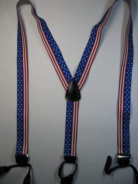 2" wide Y Style. STARS AND STRIPES SUSPENDERS. Choose Your Size.Button On. Y-UA190N-US#2